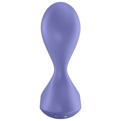 Satisfyer Sweet Seal – lilafarbener Analplug mit abgerundetem, ovalem Stimulationskopf, ergonomisch verjüngtem Hals und breiter, geschwungener Basis in aufrechter Vorderansicht auf weißem Hintergrund – erhältlich bei Evoria Care