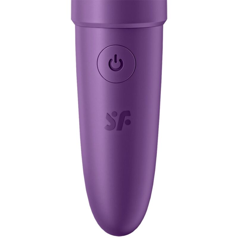 Satisfyer Ultra Power Bullet 6 – kompakter lilafarbener Bullet-Vibrator mit abgerundeter Spitze, glatter Oberfläche und sichtbarem Bedienelement in aufrechter Vorderansicht auf weißem Hintergrund – erhältlich bei Evoria Care