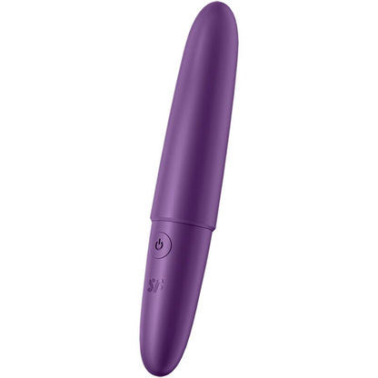 Satisfyer Ultra Power Bullet 6 – schlanker lilafarbener Bullet-Vibrator mit glatter Oberfläche, abgerundeter Spitze und schmalem Gehäuse in seitlicher Produktansicht auf weißem Hintergrund – erhältlich bei Evoria Care