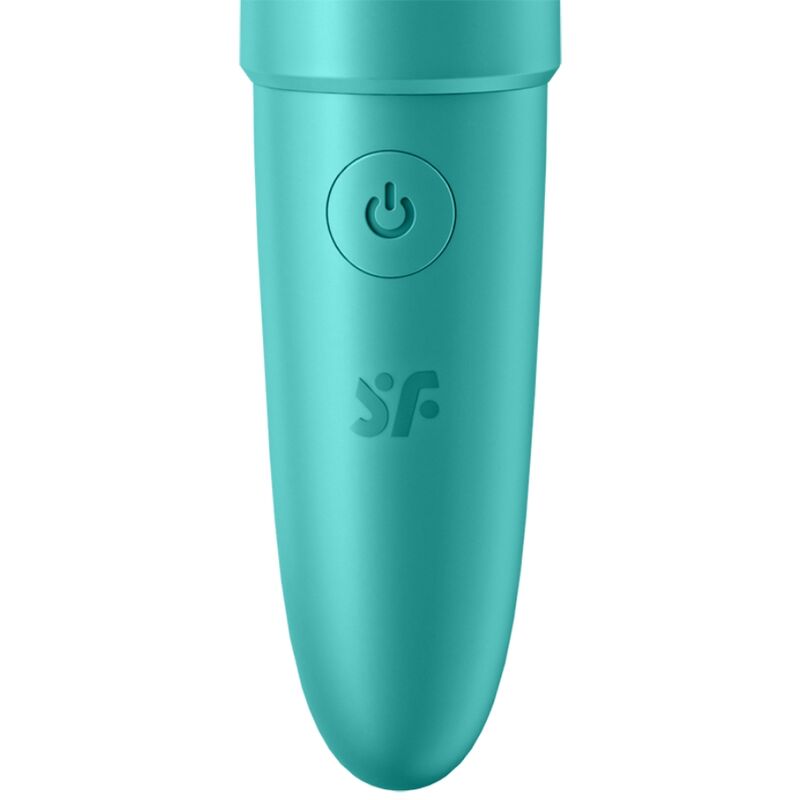 Satisfyer Ultra Power Bullet 6 – türkisfarbener Bullet-Vibrator mit abgerundeter Spitze, glatter Oberfläche und sichtbarem Bedienelement in vergrößerter Produktansicht – erhältlich bei Evoria Care