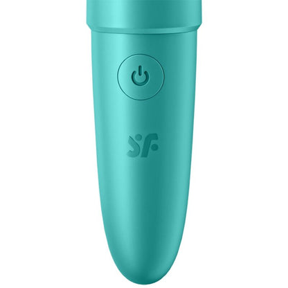 Satisfyer Ultra Power Bullet 6 – türkisfarbener Bullet-Vibrator mit abgerundeter Spitze, glatter Oberfläche und sichtbarem Bedienelement in vergrößerter Produktansicht – erhältlich bei Evoria Care