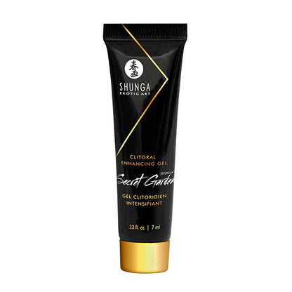 SHUNGA Naughty Geisha Kit – schwarze Mini-Pflegetube mit goldfarbenem Verschluss, weißem Markenschriftzug und dekorativem Grafikmotiv in weiterer aufrechter Produktansicht – erhältlich bei Evoria Care