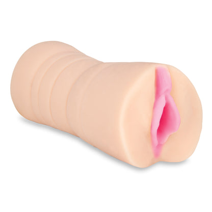 STROKER 18 Year Old Pussy – einzelner hautfarbener Vaginal-Masturbator aus weichem TPR mit zylindrischem Körper und rosafarbener anatomisch geformter Öffnung – erhältlich bei Evoria Care