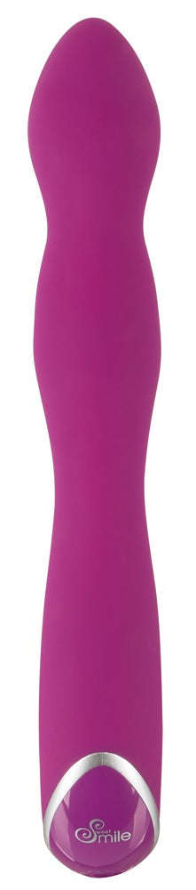Sweet Smile A&G-Spot Vibrator in Pink – Rückansicht mit schlanker länglicher Form und sichtbaren Bedienelementen – erhältlich bei Evoria Care