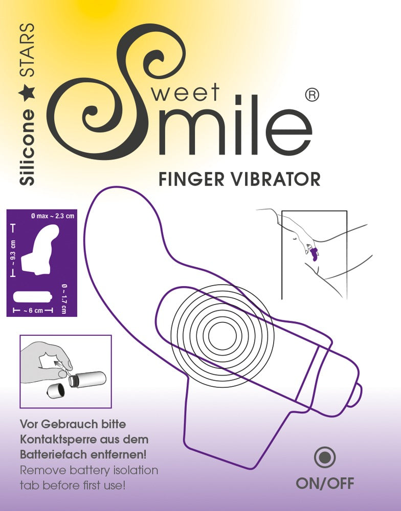 Sweet Smile Finger Vibrator – weiße Produktverpackung mit Illustration und Sweet Smile Branding – erhältlich bei Evoria Care