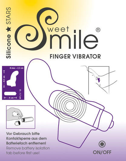 Sweet Smile Finger Vibrator – weiße Produktverpackung mit Illustration und Sweet Smile Branding – erhältlich bei Evoria Care