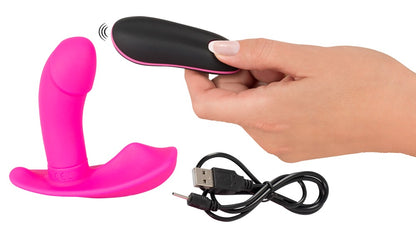 Sweet Smile RC Panty Vibrator in Pink – G-Spot- und Klitorisvibrator mit schwarzer Fernbedienung und Ladekabel – erhältlich bei Evoria Care