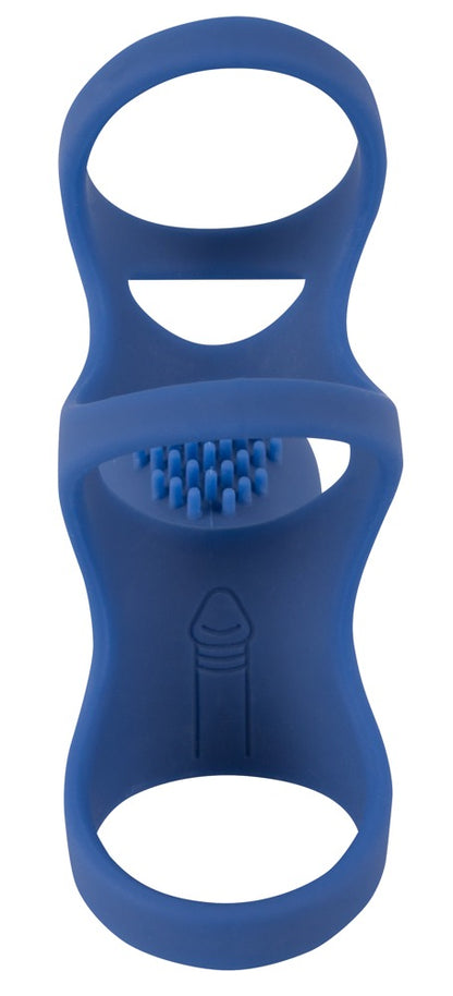 Sweet Smile Rechargeable Coupl in Blau – Detailansicht der vibrierenden Penismanschette mit übereinander angeordneten Ringöffnungen – erhältlich bei Evoria Care