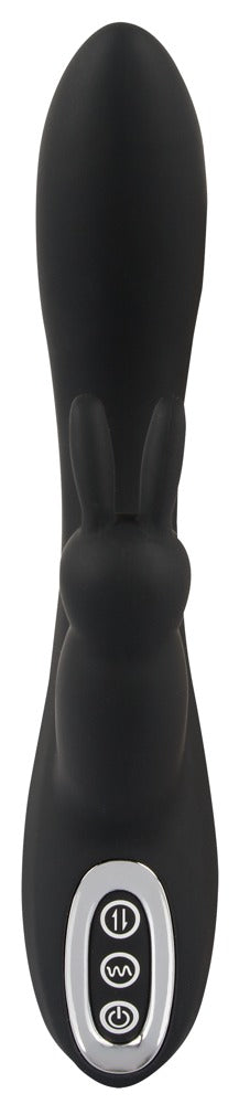 Sweet Smile Triple G-Spot Vibrator in Schwarz – Frontansicht mit schlankem Hauptschaft und integriertem Bedienelement – erhältlich bei Evoria Care