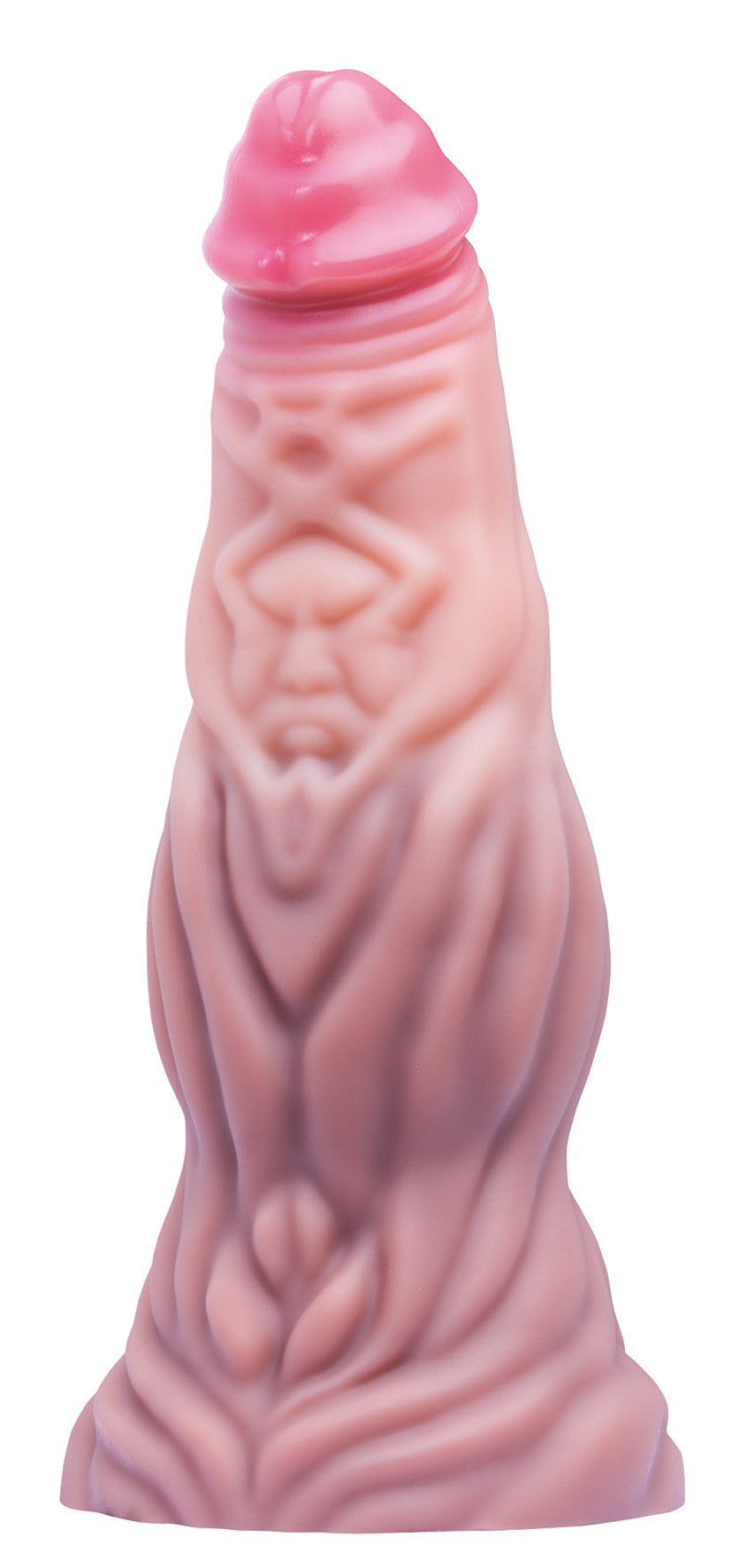 XX-DREAMSTOYS Mutant No. 4 – rosafarbener Fantasy-Dildo mit länglichem Schaft, markanten wellenförmigen Verdickungen, anatomisch gestalteter Spitze und breiter Saugnapfbasis in schräger Produktansicht auf weißem Hintergrund – erhältlich bei Evoria Care