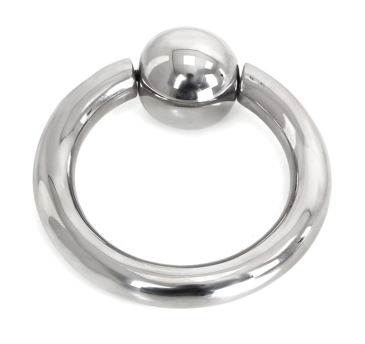 XX-DREAMSTOYS Steel Ball C-Ring Hex – handpolierter silberfarbener Edelstahlring mit glänzender Oberfläche und kugelförmigem Verschlusselement in einzelner Produktansicht – erhältlich bei Evoria Care