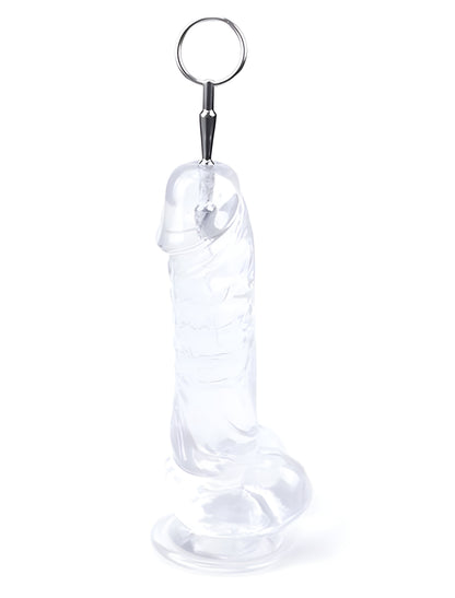 XX-DREAMSTOYS Three Stage Penisstick – silberfarbener hohler Edelstahl-Intimstab mit abgestuftem Schaft und Befestigungsring in transparenter Originalverpackung – erhältlich bei Evoria Care
