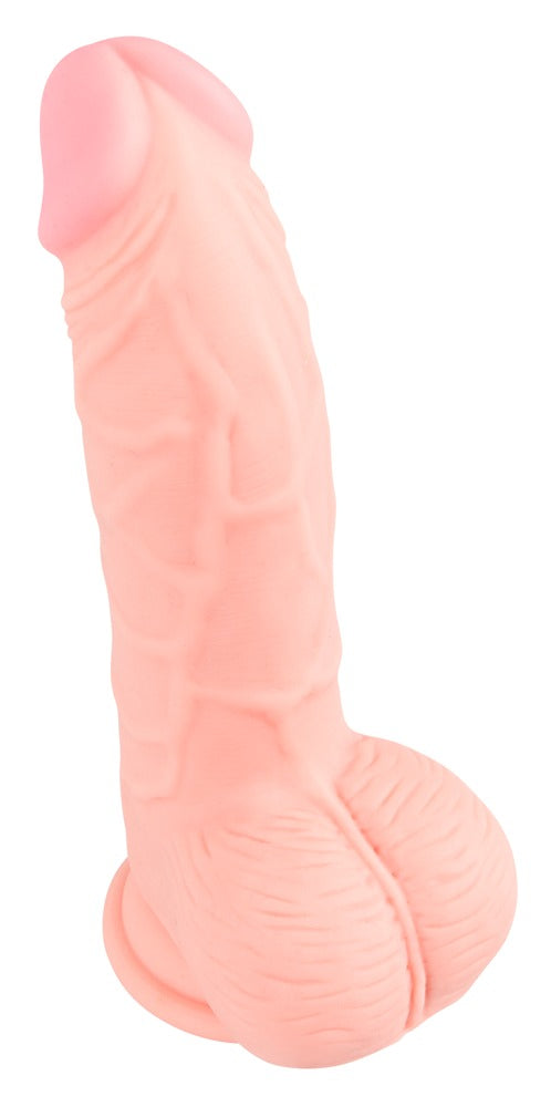 You2Toys Medical Silicone Dildo in Hautfarbe – Frontansicht mit leicht gebogenem Schaft, strukturierter Oberfläche und Saugfuß – erhältlich bei Evoria Care