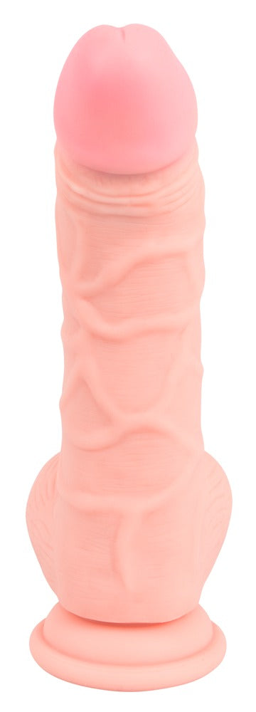 You2Toys Medical Silicone Dildo in Hautfarbe – Rückansicht mit realistischer Oberflächenstruktur, leicht gebogenem Schaft und breitem Saugfuß – erhältlich bei Evoria Care
