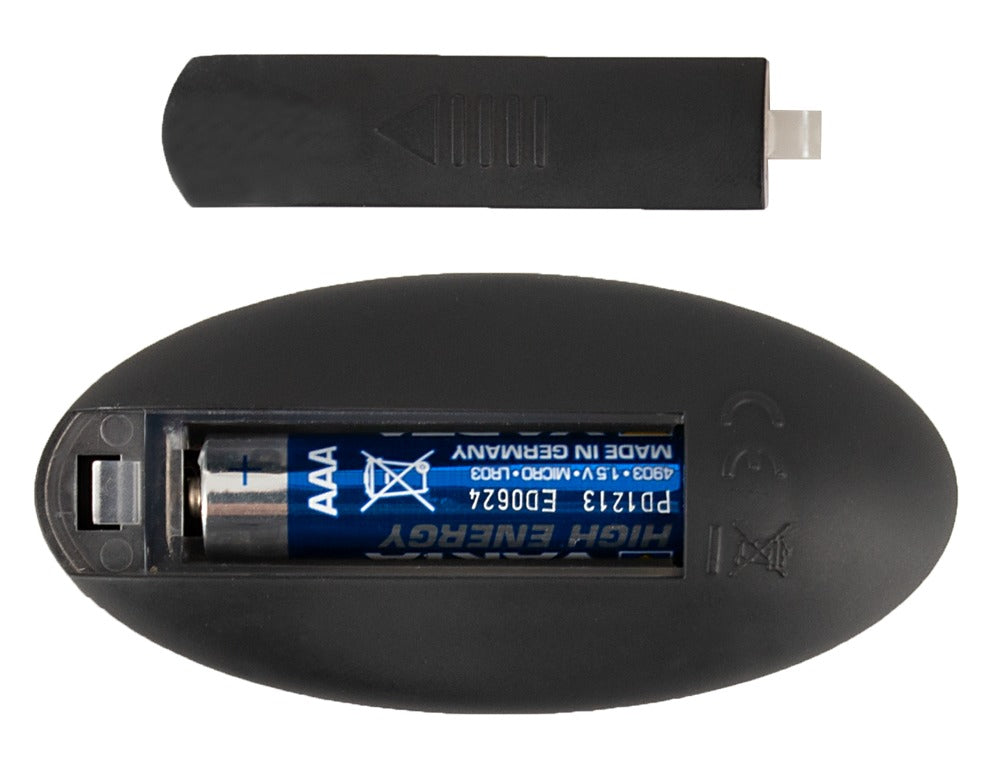 You2Toys Medical Silicone RC Thrusting Vibrator – schwarze Fernbedienung mit Bedienelementen und Display in der Detailansicht – erhältlich bei Evoria Care