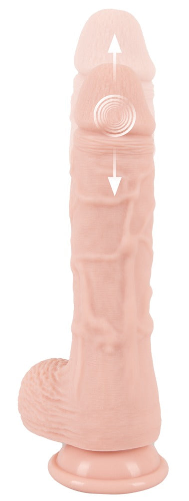 You2Toys Medical Silicone RC Thrusting Vibrator in Hautfarbe – Rückansicht mit realistischer Form und breitem Saugfuß – erhältlich bei Evoria Care