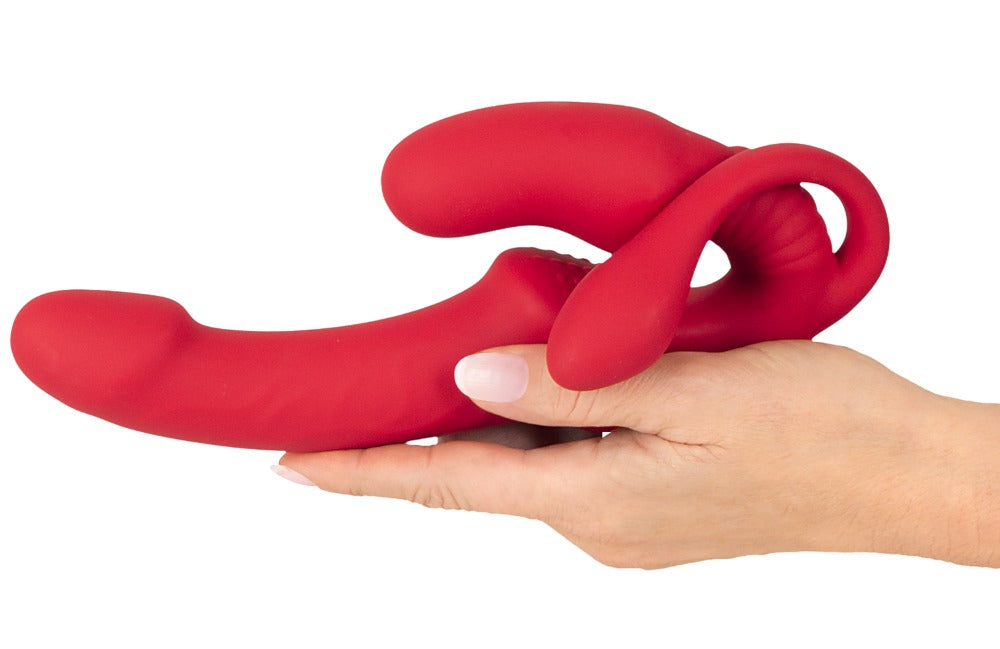 You2Toys Triple Teaser RC in Rot – Handhabungsansicht mit den drei geschwungenen Stimulationsarmen – erhältlich bei Evoria Care