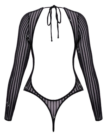 Rückansicht des Fantasy by Cottelli Langarm-Riobodys mit freiem Rücken und Neckholder-Bindung