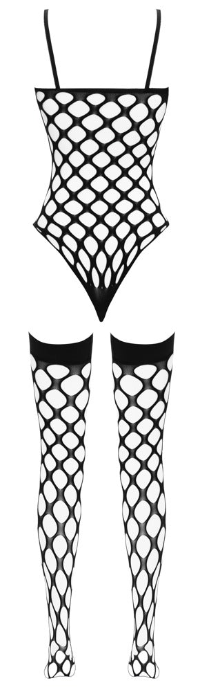 Fantasy by Cottelli Netz-Set mit Rio-Body und halterlosen Strümpfen als Produktansicht von hinten