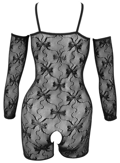 Rückansicht des Fantasy by Cottelli Ouvert-Catsuits aus elastischer Rautenspitze