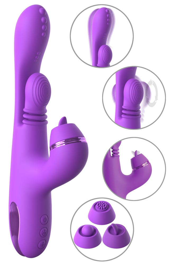 Fantasy For Her IntiMotion Pulse Pro Rabbitvibrator mit Noppenkopf, Swirling-Finger und wechselbaren Klitoris-Aufsätzen