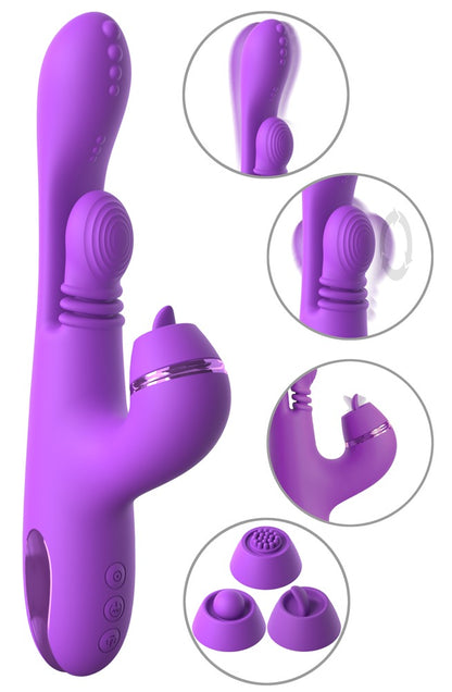 Fantasy For Her IntiMotion Pulse Pro Rabbitvibrator mit Noppenkopf, Swirling-Finger und wechselbaren Klitoris-Aufsätzen