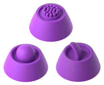 Drei wechselbare Klitoris-Aufsätze des Fantasy For Her IntiMotion Pulse Pro mit Noppen, Softkugel und Soft-Zunge