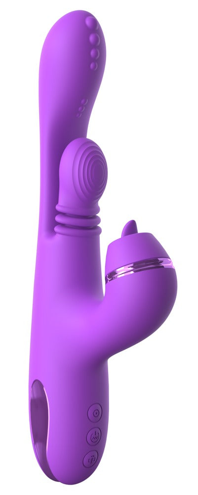 Fantasy For Her IntiMotion Pulse Pro in Seitenansicht mit Noppen-Vibrator und FlickerFlow-Klitorisstimulator