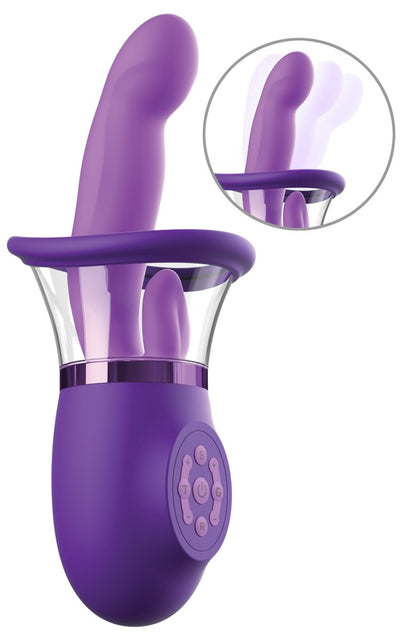 Fantasy For Her Pleasure Pro Plus mit gebogenem G-Punkt-Vibrator, Vibro-Zunge und transparenter Vulva-Saugschale