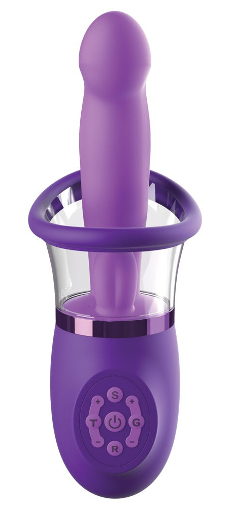 Fantasy For Her Pleasure Pro Plus in Vorderansicht mit G-Punkt-Vibrator, Saugschale und Bedienelementen