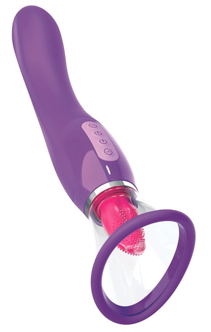 Fantasy For Her Ultimate Pleasure mit gebogenem G-Punkt-Vibrator, Zungenstimulator und ovaler Klitoris-Saugschale