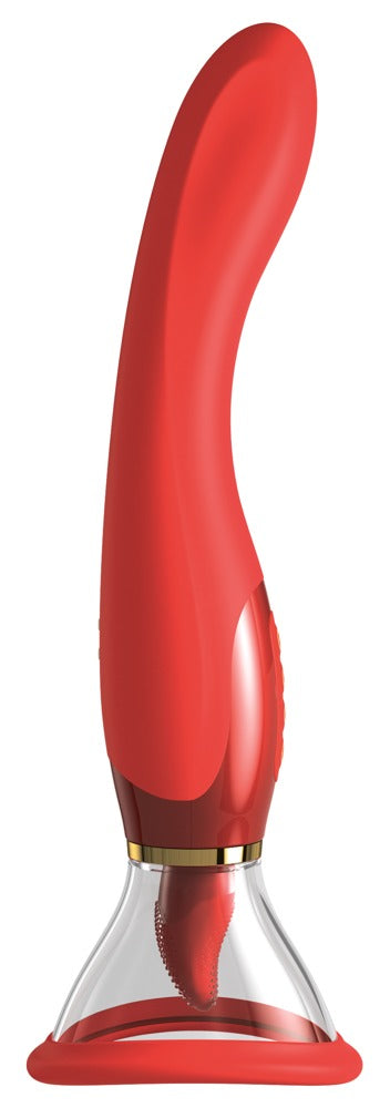 Fantasy For Her Ultimate Pleasure Holiday mit gebogenem Vibratorschaft, Saugaufsatz und rotem Premium-Design