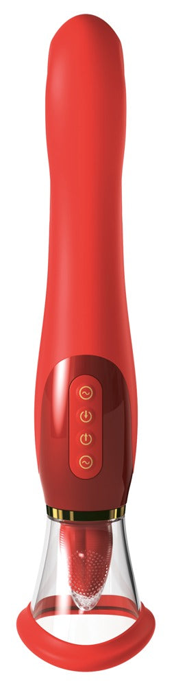 Fantasy For Her Ultimate Pleasure Holiday in Vorderansicht mit gebogenem G-Punkt-Vibrator und Saugschale