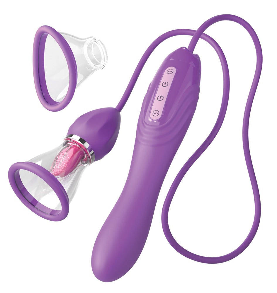 Fantasy For Her Ultimate Pleasure Max mit Vibratorgriff, langem Pumpschlauch und zwei austauschbaren Intim-Saugschalen