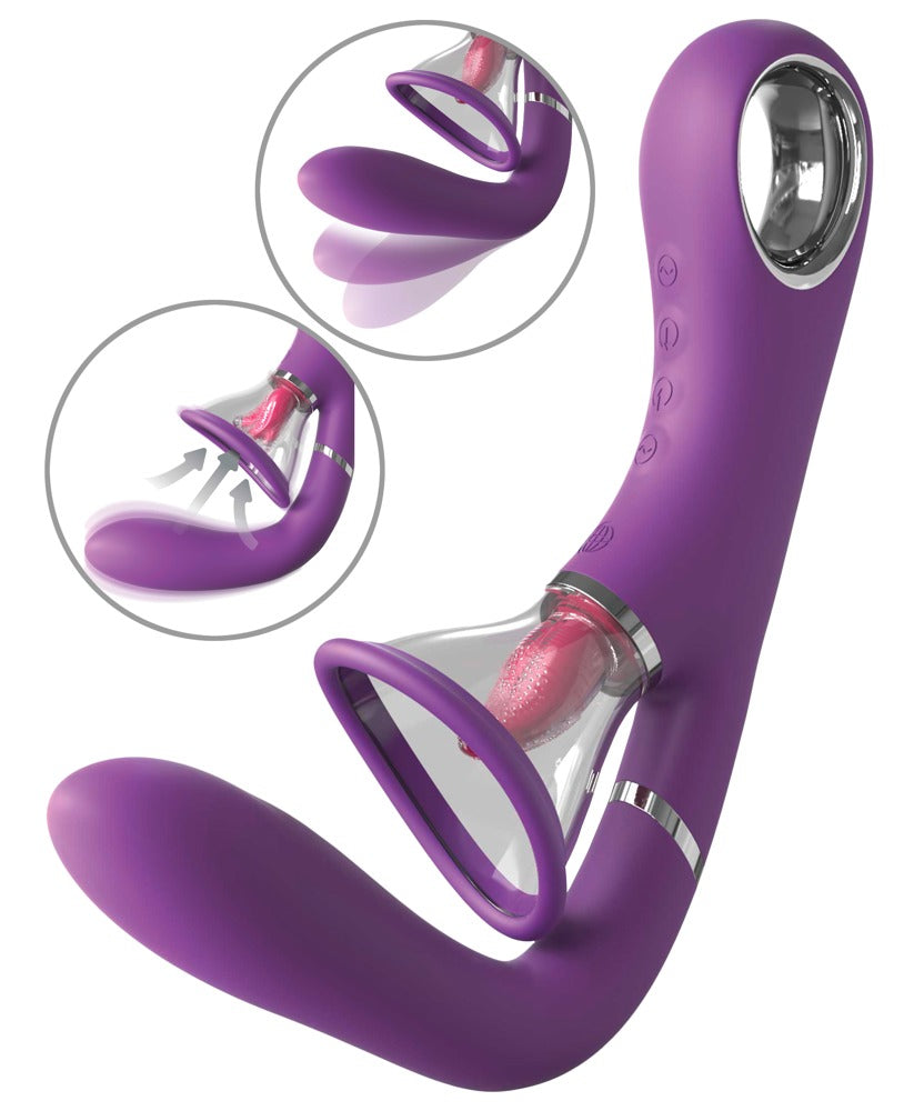 Fantasy For Her Ultimate Pleasure Pro mit flexiblem G-Punkt-Vibrator, Klitoris-Saugschale und beweglicher Vibro-Zunge