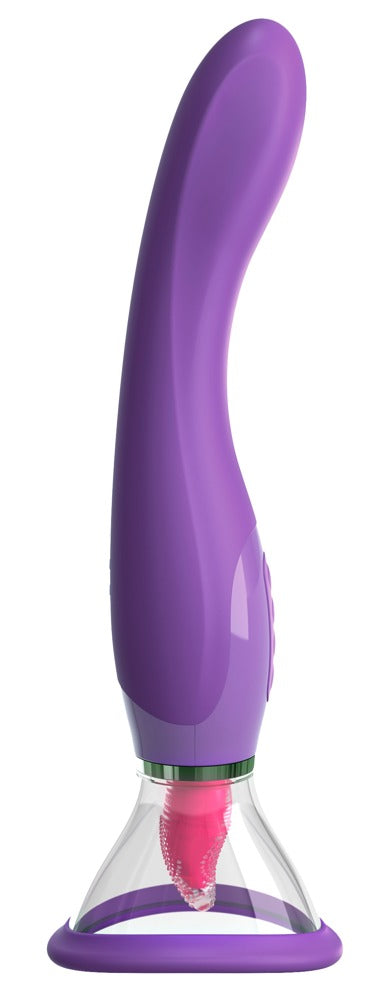 Seitenansicht des Fantasy For Her Ultimate Pleasure mit beweglicher Zunge und Saugschale für äußere Stimulation