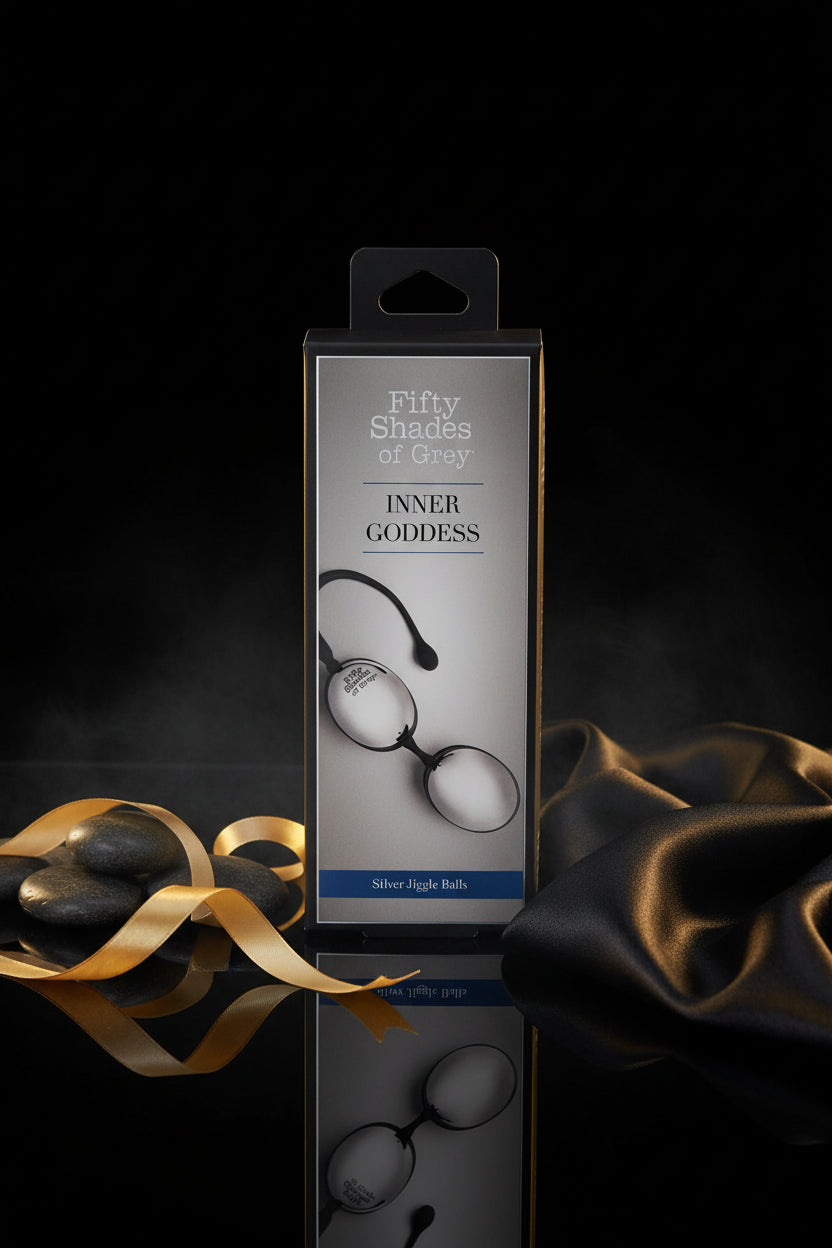 Produktverpackung der Fifty Shades Inner Goddess Liebeskugeln Silber
