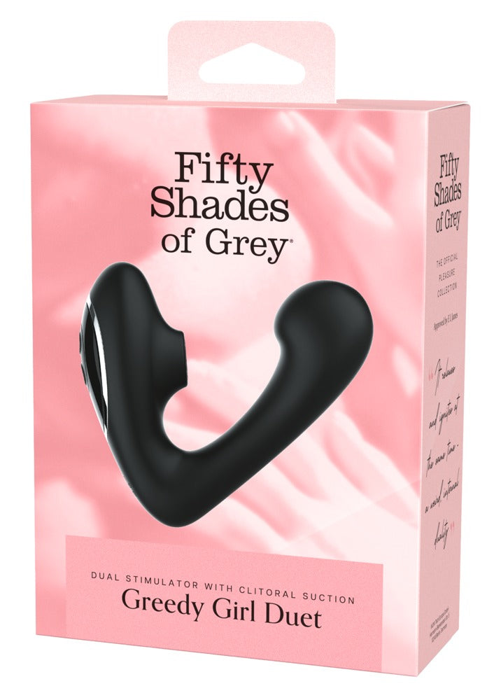 Verpackung des Greedy Girl Duet Dual Stimulators von Fifty Shades of Grey Vorderseite