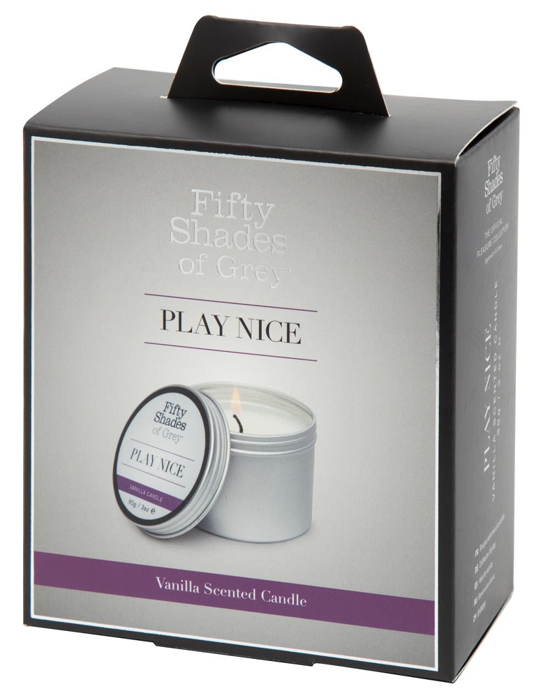 Fifty Shades of Grey Play Nice Vanilla Massagekerze in Originalverpackung mit Vanilleduft