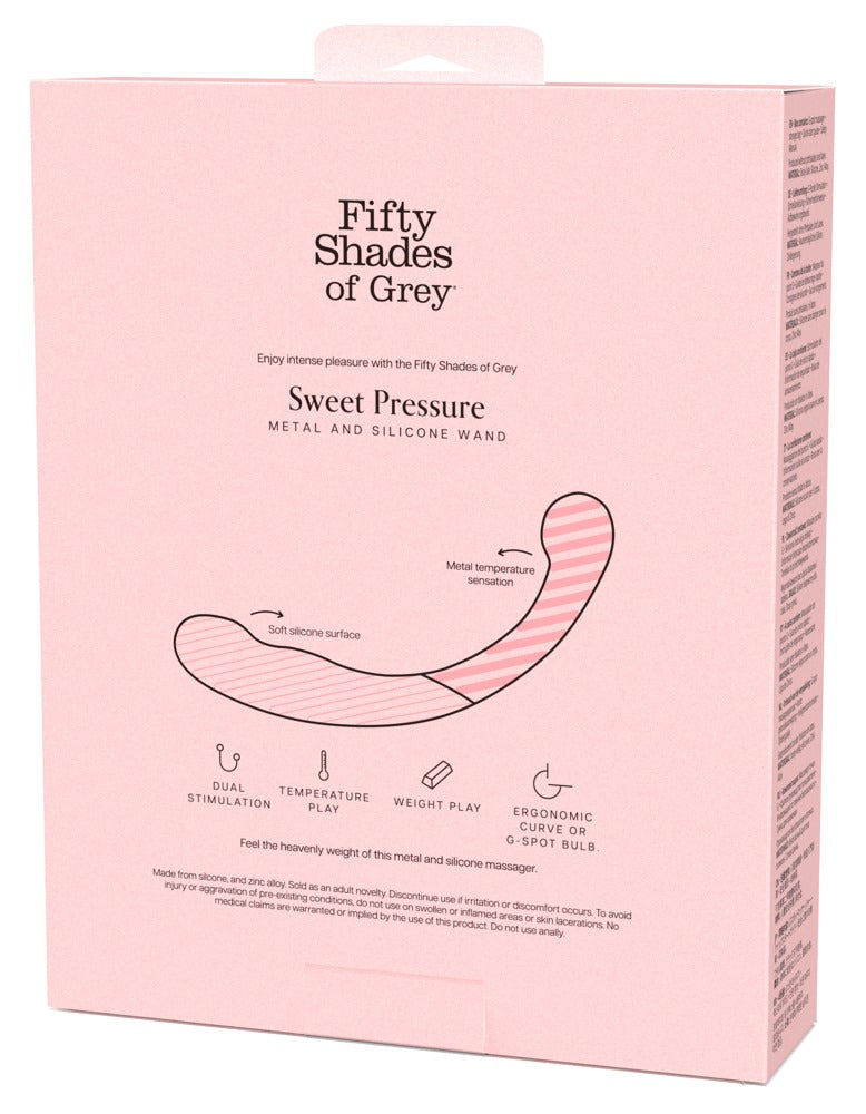 Fifty Shades of Grey Sweet Pressure Verpackung Rückseite mit Produktdetails und Materialhinweisen