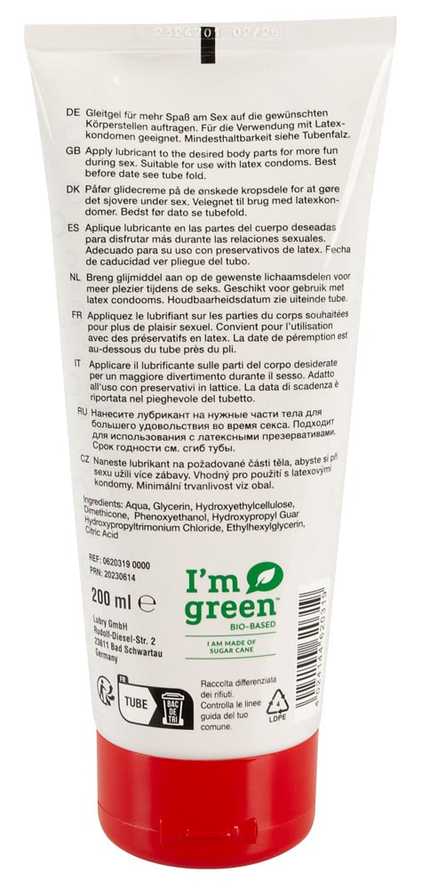 Flutschi Professional Gleitgel 200 ml Rückseite mit Produktinformationen