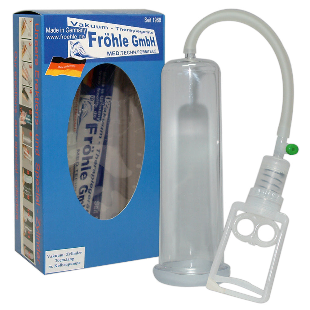 FRÖHLE PP004 Professional Penispumpe mit Zubehör und Produktverpackung in der Set-Ansicht