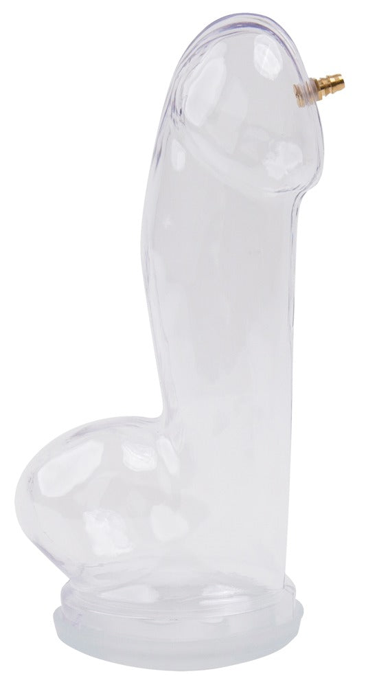 FRÖHLE SP009 realistischer Peniszylinder aus glasklarem Polycarbonat mit anatomischer Form und Steckmanschette