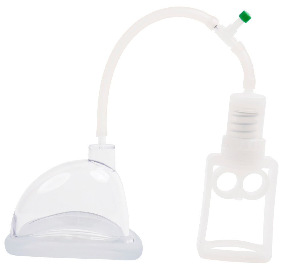 Große transparente Saugglocke des FRÖHLE VP001 DUO EXTREME PROFESSIONAL mit angeschlossener Handpumpe