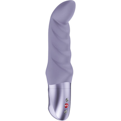 Fun Factory Abby G G-Punkt-Vibrator in Lila in Hauptansicht mit geschwungener Spitze, ausgeprägter Wellenstruktur und silberfarbenem Bedienbereich