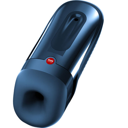 FUN FACTORY ARES Masturbator in Blau mit flexibler Öffnung in schräger Detailansicht