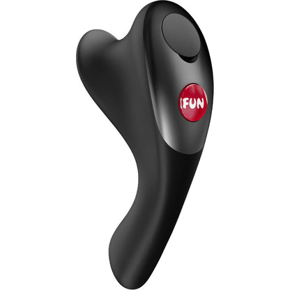 FUN FACTORY BE·ONE Fingervibrator in Schwarz mit ergonomisch geschwungener Form und Bedienelement in schräger Detailansicht