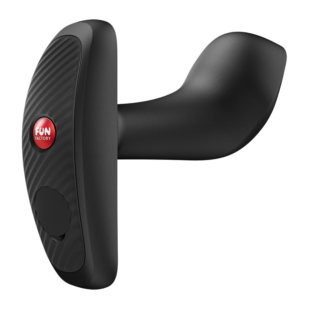 FUN FACTORY BOOTIE VIBE Analvibrator in Schwarz mit gebogener Stimulationsform in der Seitenansicht