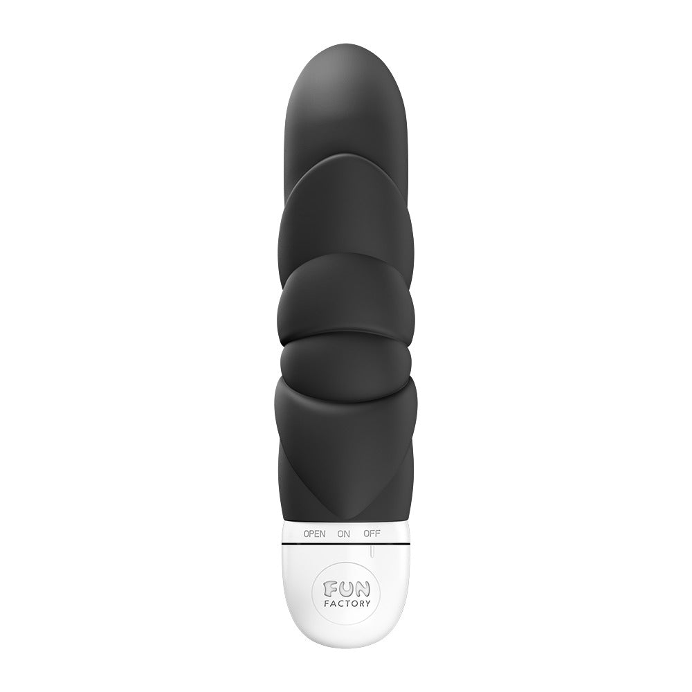 FUN FACTORY JAM Mini-Vibrator in Schwarz mit strukturierter Oberfläche in der Vorderansicht