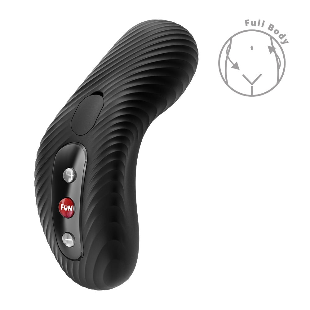 FUN FACTORY LAYA III Auflegevibrator in Schwarz mit Layering-Effekt in der Vorderansicht